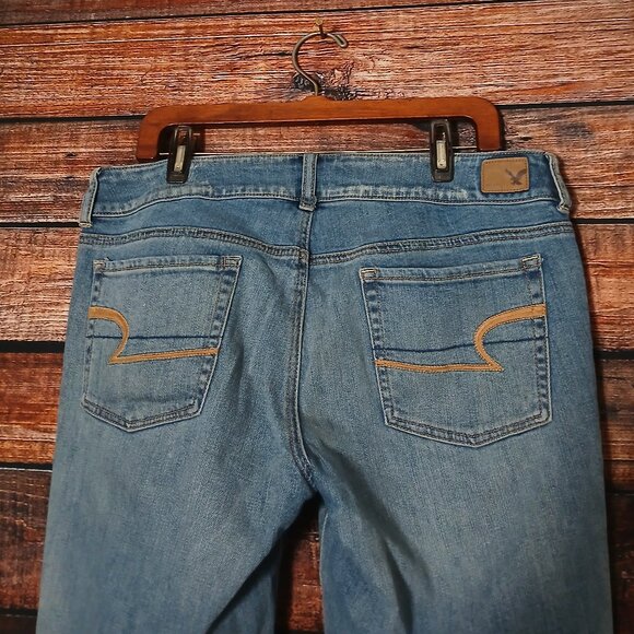 American Eagle Jeans Size 14 Artist Stretch Flare Leg Low Rise Distressed 2013 - Picture 5 of 10